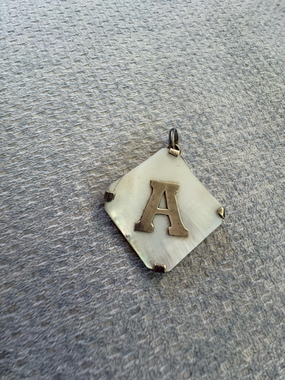 Mother of Pearl Initial 'A' Pendant - White and Silver